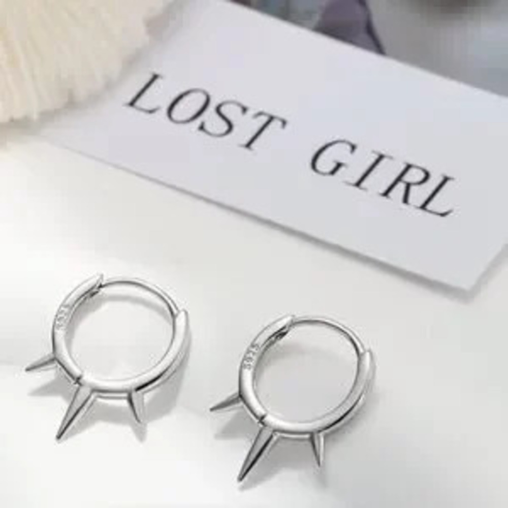Kate Spade Inspired 925 Sterling Silver Spike Hoop Earrings